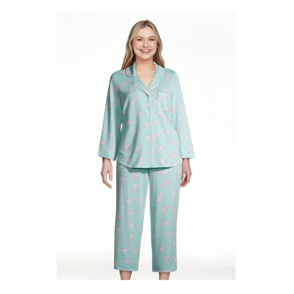 WOMENS Notch Collar 2-Piece Pajama Set, Size Small, Scotti Print - Picture 4 of 5